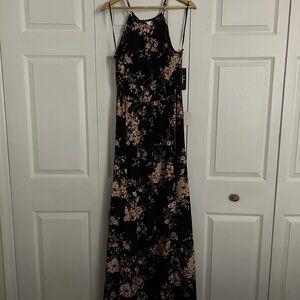Lulu's Black Floral Maxi Dress